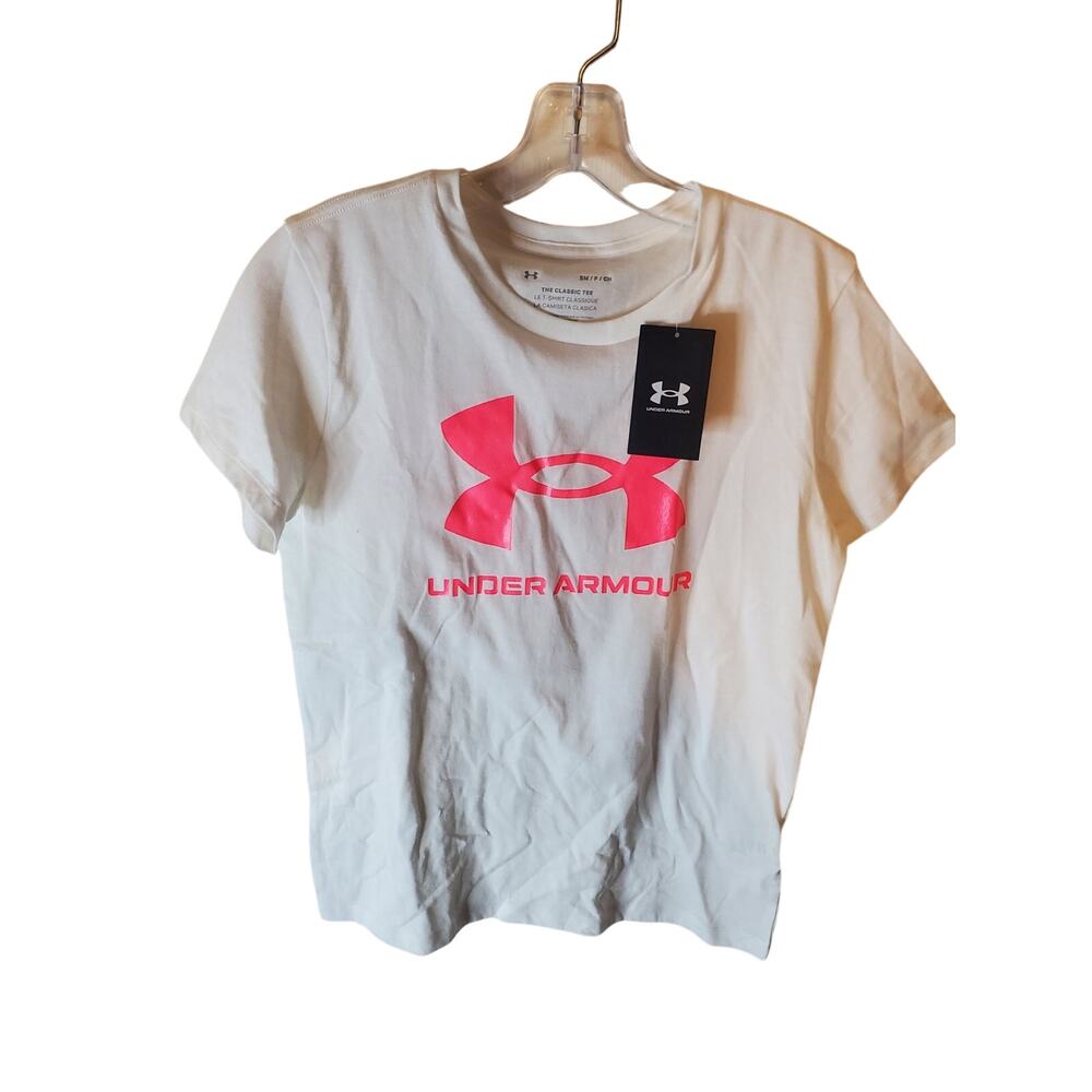 Under Armour White/Pink Graphic Tee, NWT, Small